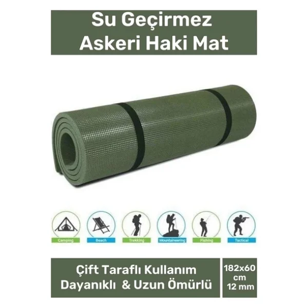 Özel Su Geçirmez 182x60cm Hafif Pratik Dayanıklı Isı Yalıtım 12mm Kalınlık Köpük Askeri Haki Mat - Görsel 3