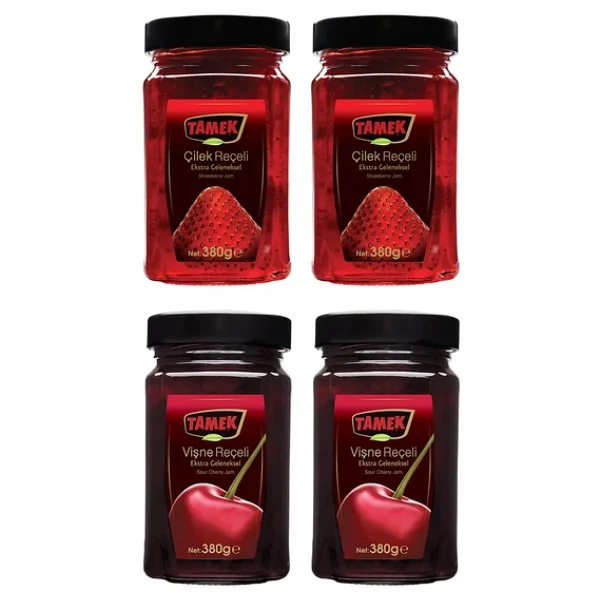Tamek Geleneksel Reçel 380 Gr Vişne Ve Çilek 4 Lü Karma Paket - Görsel 3