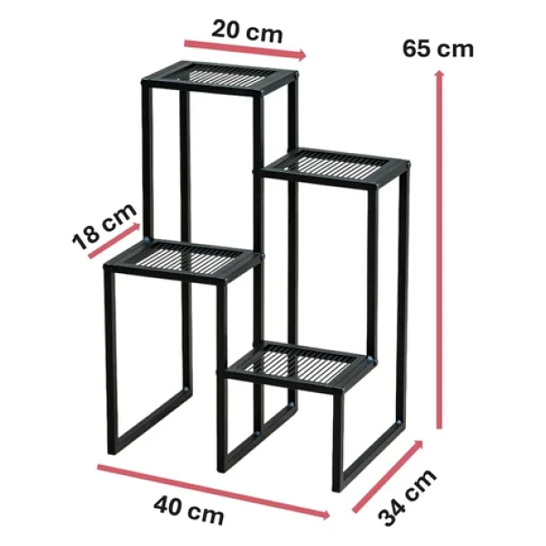 Dekoratif Metal 4 Raflı Saksılık Katlı Dikey Saksı Standı Çiçeklik Bahçe Ve Balkon Dekoru Garden - Görsel 5