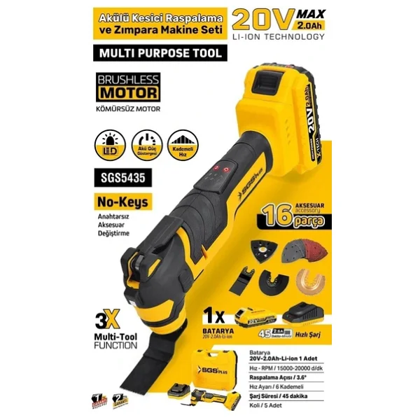 Sgs 5435 20 V 2 Ah Kesici Ve Raspalama Makinesi - Görsel 6