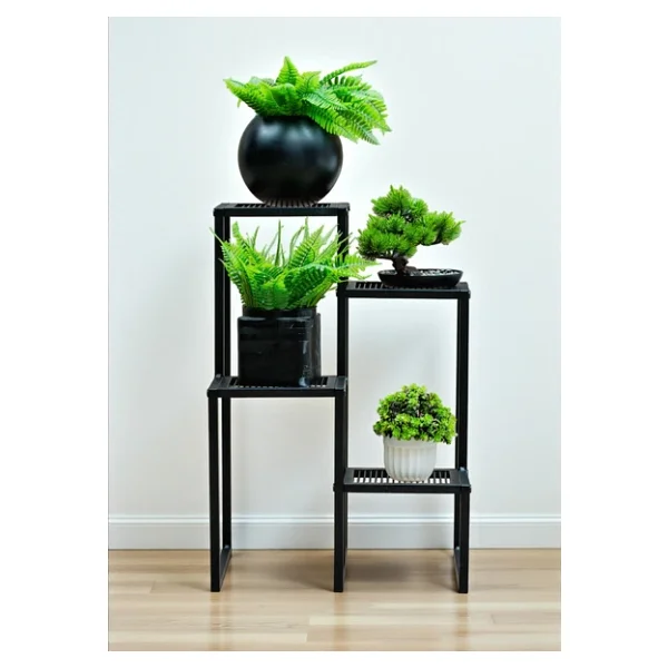 Dekoratif Metal 4 Raflı Saksılık Katlı Dikey Saksı Standı Çiçeklik Bahçe Ve Balkon Dekoru Garden - Görsel 7