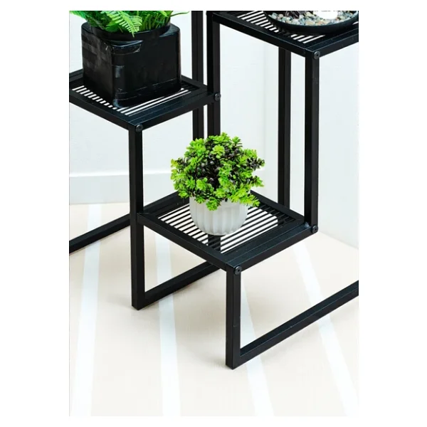 Dekoratif Metal 4 Raflı Saksılık Katlı Dikey Saksı Standı Çiçeklik Bahçe Ve Balkon Dekoru Garden - Görsel 4