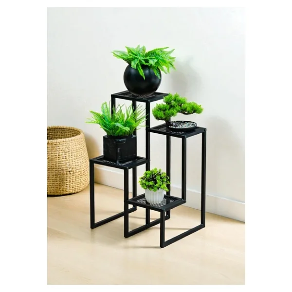 Dekoratif Metal 4 Raflı Saksılık Katlı Dikey Saksı Standı Çiçeklik Bahçe Ve Balkon Dekoru Garden - Görsel 6