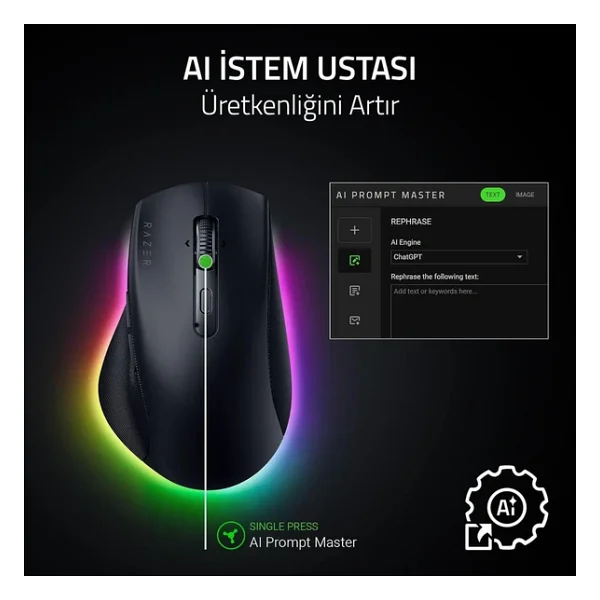 Razer Pro Click V2 Rz01-03900100-R3m1 RGB Şarjlı Optik Kablolu/Kablosuz Oyuncu Mouse - Görsel 6