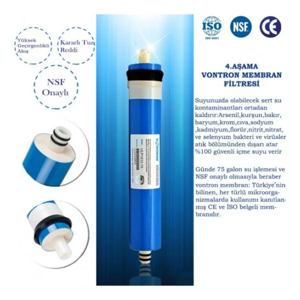 Kapalı Kasa 12 İnç Su Arıtma Cihazı Filtresi 6 Aşamalı İnline Filtre Seti (Nsf Vontron Membran) - Görsel 5