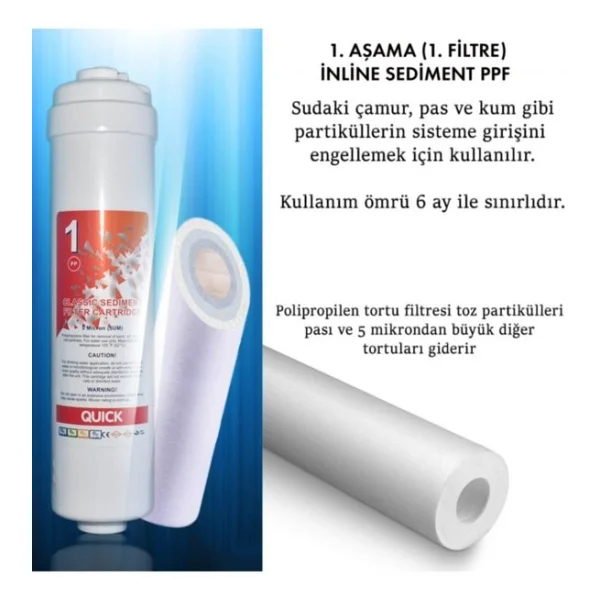 Kapalı Kasa 12 İnç Su Arıtma Cihazı Filtresi 6 Aşamalı İnline Filtre Seti (Nsf Vontron Membran) - Görsel 2