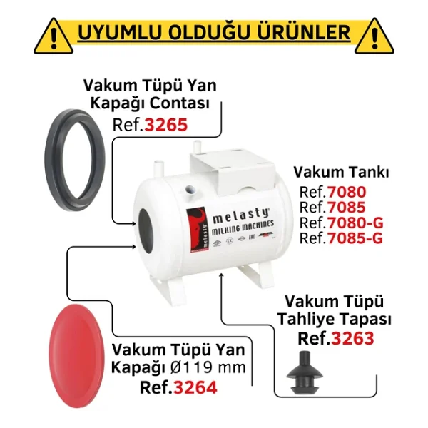 Melasty Süt Sağma Makinesi Vakum Tankı Yan Kapak Contası Universal Model - Görsel 3