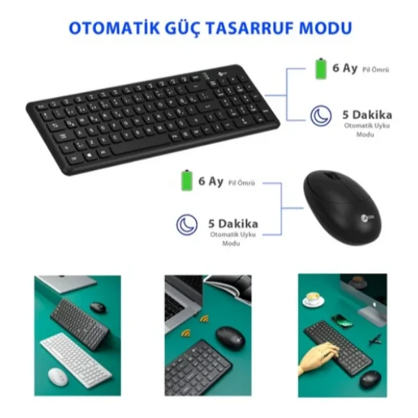 Lenovo Lecoo Kw204 Siyah Kablosuz Klavye Mouse Seti - Görsel 2