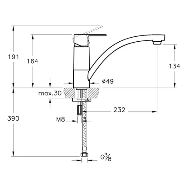 Artema Win S A42596 Pencere Önü Krom Mutfak Bataryası - Görsel 4
