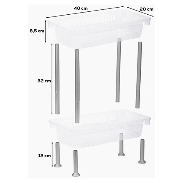 Porsima 5157 2 Katlı Raf - Çok Amaçlı 2 Katlı Evye Altı Düzenleyici Dolap Içi Tezgah Altı Organizer - Görsel 4