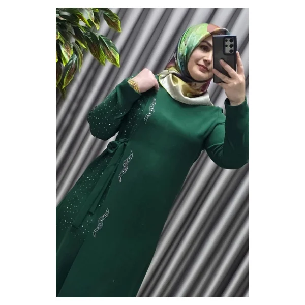 Kadın Tesettür Giyim Krep Abiye Tunik - Görsel 4
