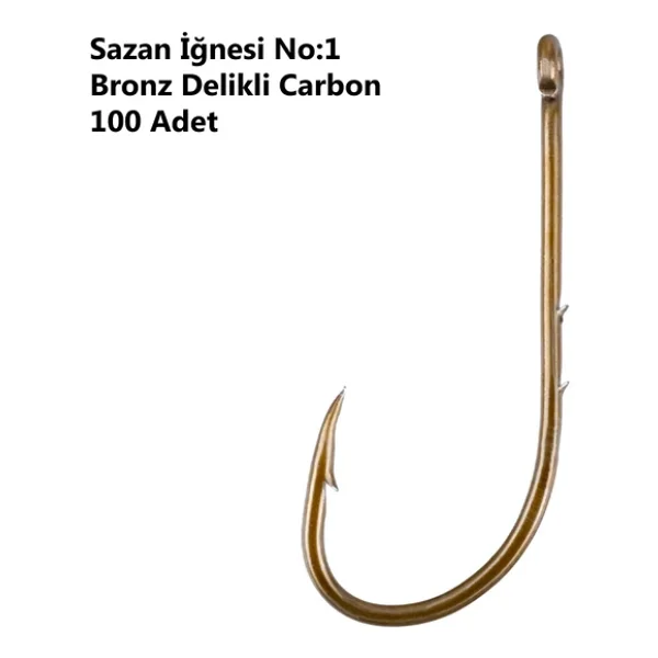 Effe Sazan İğnesi No:1 Bronz Delikli Carbon 100 Adet 92666-1 - Görsel 3