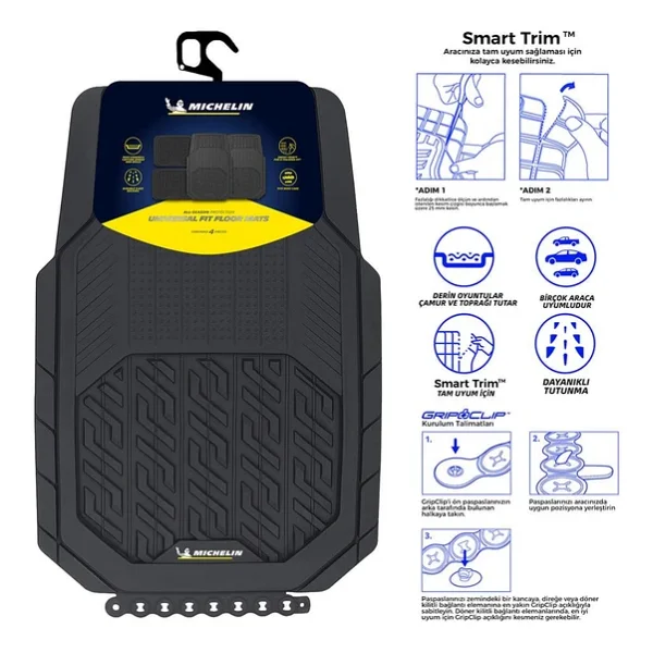 Michelin Mc34587 4 Parça Universal 3d Havuzlu Oto Paspas - Görsel 4