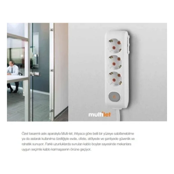 Viko Multi-let 90137403 Topraklı Anahtarlı Siyah 3 m 4'lü Priz - Görsel 6