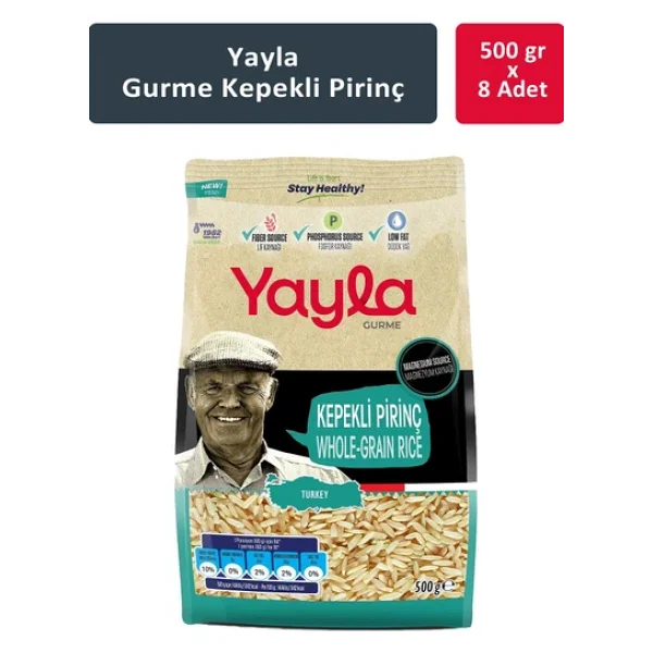 Yayla Gurme Kepekli Pirinç 500 Gr X 8 Adet - Görsel 4