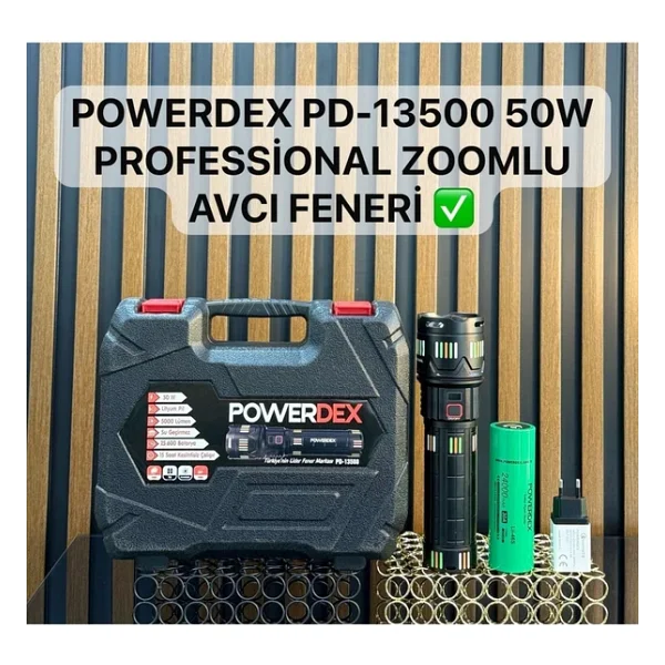 Powerdex Pd-13500 5000 Lümen LED Şarjlı El Feneri - Görsel 4