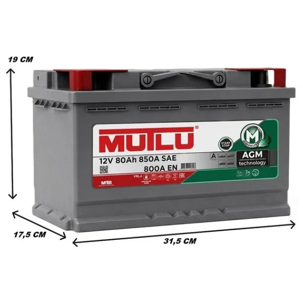 Mutlu Agm Start-Stop 12v 80ah 460 A En Akü - Görsel 2