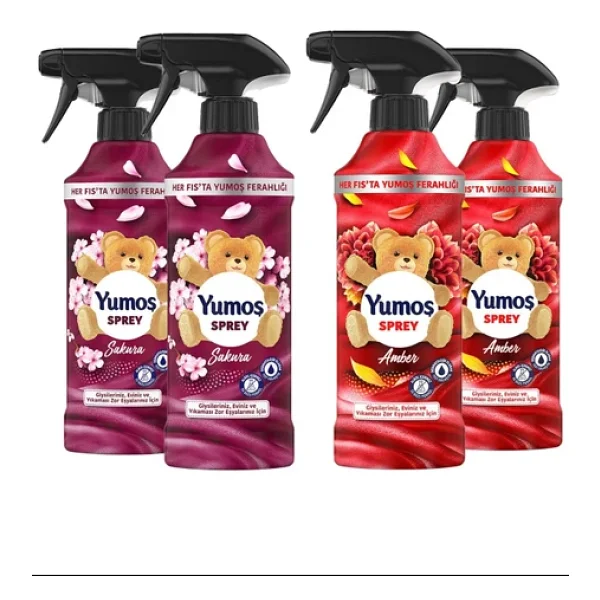 Yumoş Sprey Yıkanması Zor Eşyalar İçin Giysi Spreyi Sakura + Amber 4 X 450 Ml - Görsel 2
