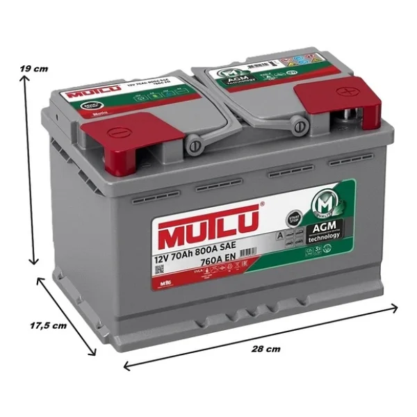 Mutlu Agm Start-Stop 12 V 70 Ah 760 En Akü - Görsel 6