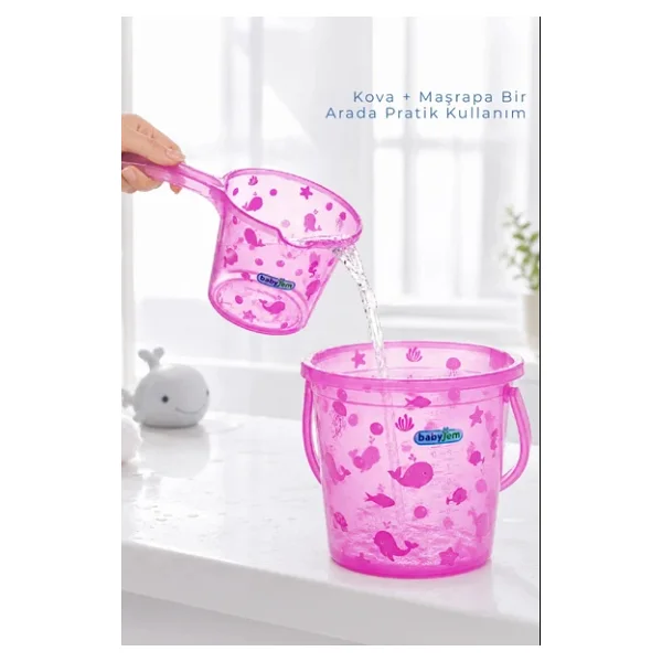 Babyjem Şeffaf Kova & Maşrapa Set Pembe Desenli - Görsel 7