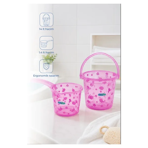 Babyjem Şeffaf Kova & Maşrapa Set Pembe Desenli - Görsel 5