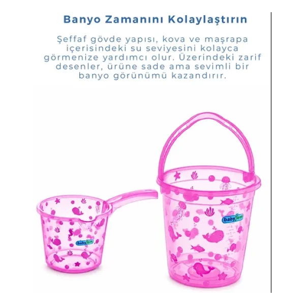 Babyjem Şeffaf Kova & Maşrapa Set Pembe Desenli - Görsel 6