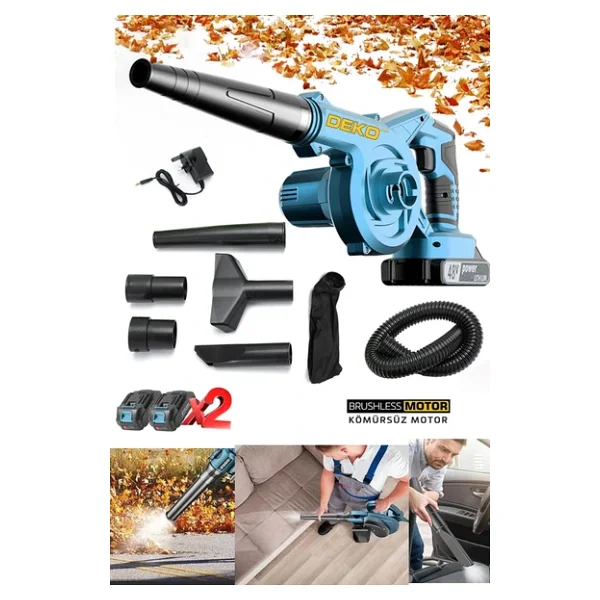 Deko Turkey Çok Fonksiyonlu Yaprak Üfleme Toz Toplama Makinesi Lithum 40v Çift Bataryalı Hortumlu Full Set - Görsel 4