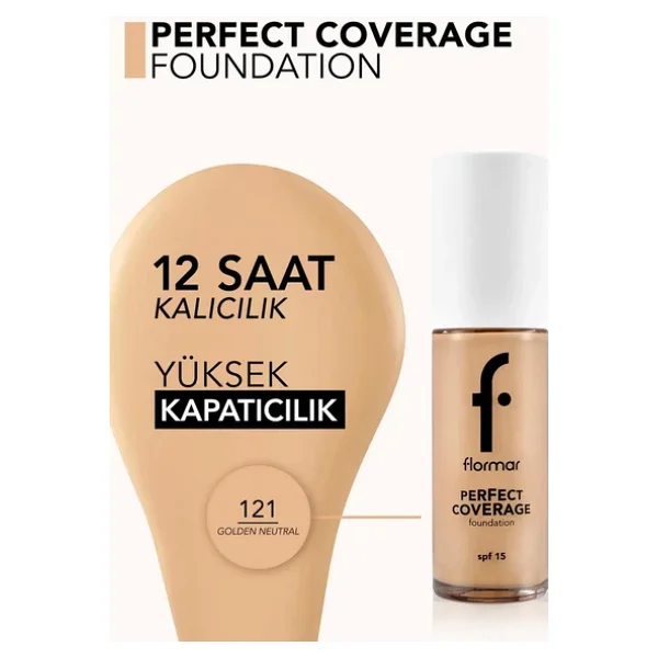 Flormar Perfect Coverage Yarı Parlak Bitişli Spf 15 30 Ml Likit Fondöten - Görsel 5