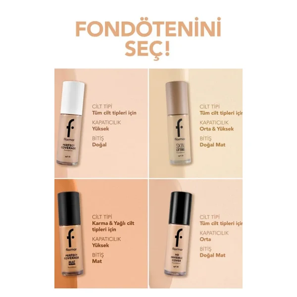 Flormar Perfect Coverage Yarı Parlak Bitişli Spf 15 30 Ml Likit Fondöten - Görsel 4