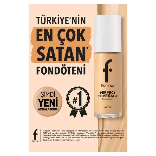 Flormar Perfect Coverage Yarı Parlak Bitişli Spf 15 30 Ml Likit Fondöten - Görsel 6
