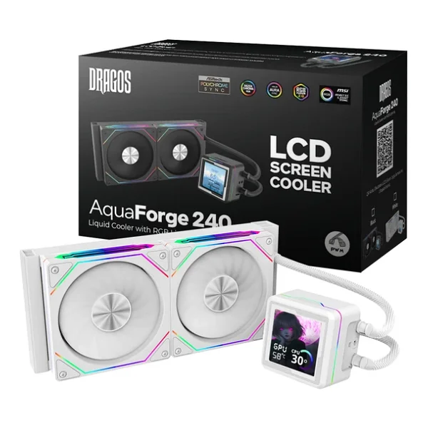 Dragos Aquaforge V2 240mm Beyaz Argb Lcd Ekranlı İşlemci Sıvı Soğutucu - Görsel 3
