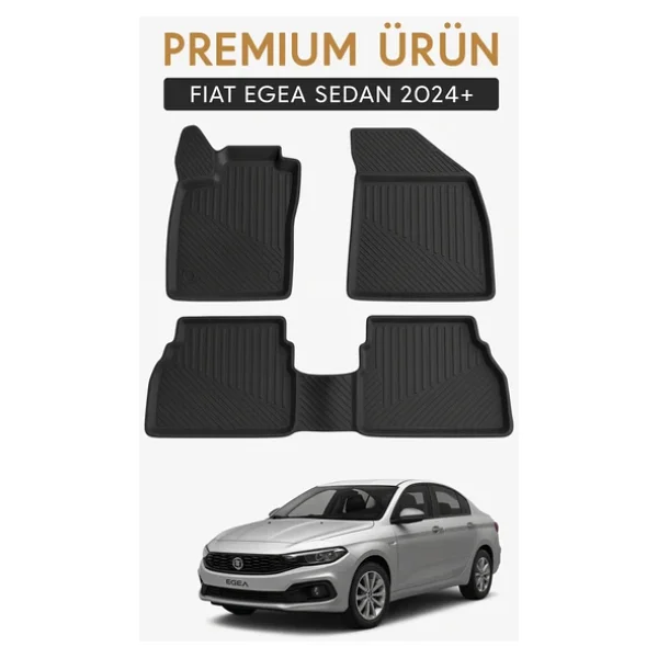 Black Gold Fiat Egea Sedan 3d Havuzlu Oto Paspas Premium - Görsel 3