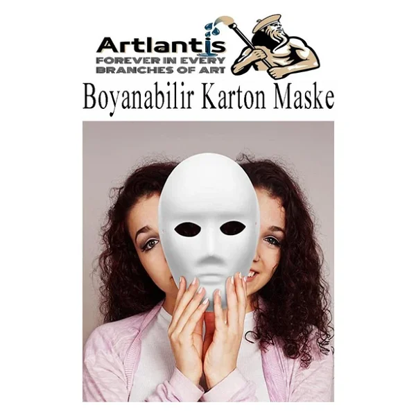 Maske Boyama 1 Adet Boyanabilir Karton Maske Lastikli İnsan Yüzü Suratı Yerli Üretim Okul Sınıf Etkinlikleri Hobi - Görsel 4