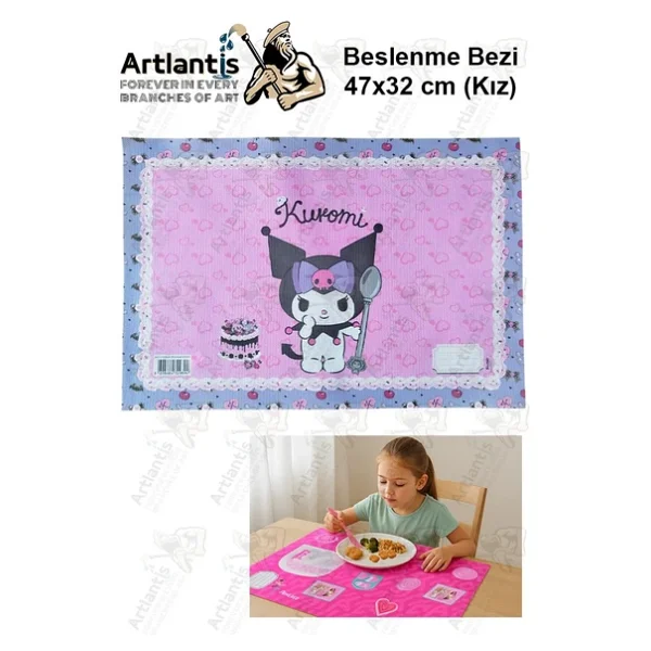 Beslenme Bezi Kız Modeli Yıkanabilir 32x47 Cm 1 Adet Beslenme Örtüsü Okul Öncesi Kreş Anasınıfı İlkokul İçin İdeal - Görsel 5
