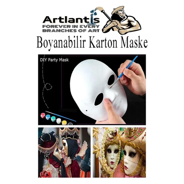 Maske Boyama 1 Adet Boyanabilir Karton Maske Lastikli İnsan Yüzü Suratı Yerli Üretim Okul Sınıf Etkinlikleri Hobi - Görsel 3