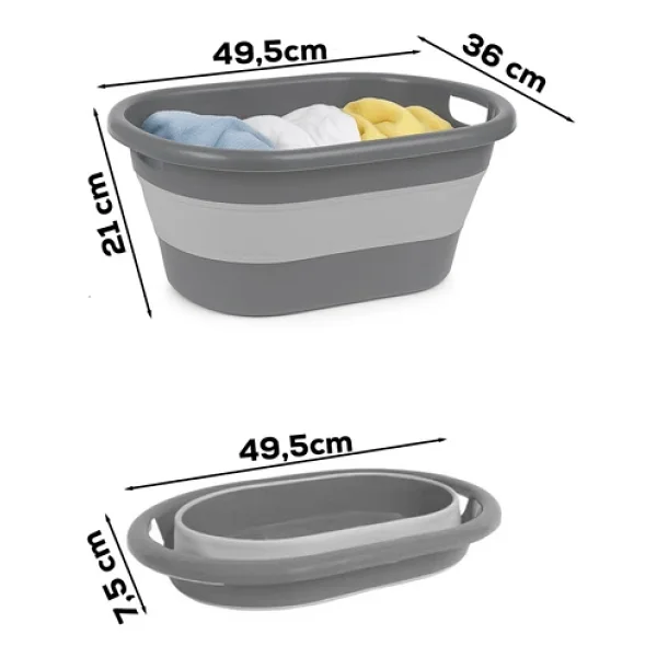 Porsima L-00959-2 Akordiyon Katlanır Sepet Katlanabilir Çamaşır Sepeti Orta Boy Katlanır Çamaşır Sepeti 18 Lt - Görsel 3