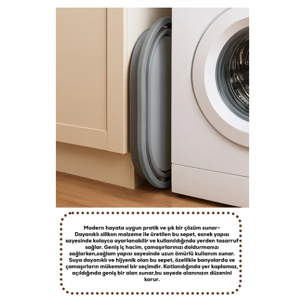 Porsima L-00959-2 Akordiyon Katlanır Sepet Katlanabilir Çamaşır Sepeti Orta Boy Katlanır Çamaşır Sepeti 18 Lt - Görsel 2