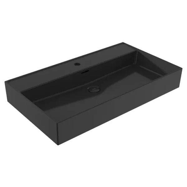 Bocchi Milano 1377-005-0126 80 Cm Parlak Siyah Tezgah Üstü Lavabo - Görsel 5