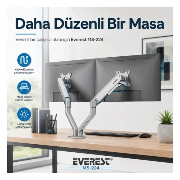 Everest Ms-224 17-32 İnç İki Kollu Amortisörlü Monitör Standı - Görsel 7