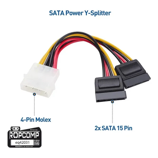 Ropcomp 4-Pin Molex Erkek - 15-Pin Sata Güç Dönüştürücü Ve Çoklayıcı Kablo - Görsel 3