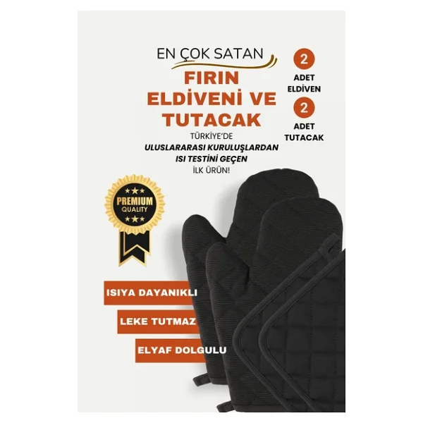 Yanmaz Ve Isıya Dayanıklı Fırın Eldiveni Ve Tutacak (2 Eldiven, 2 Tutacak) - Görsel 8
