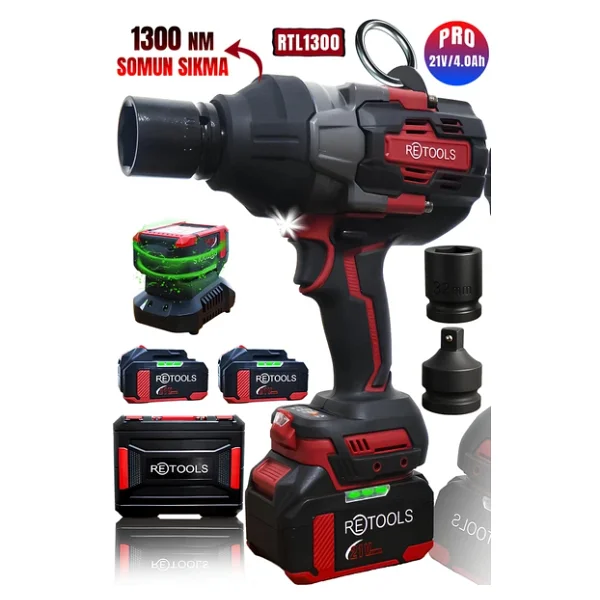 Retools Bordo 1300 Nm Torklu Somun Sıkma - Görsel 3