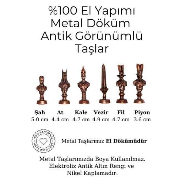Mc40 Antik Mısır Figürlü Metal Satranç Takımı - Lüks Hediyelik Satranç Takımı - Görsel 6