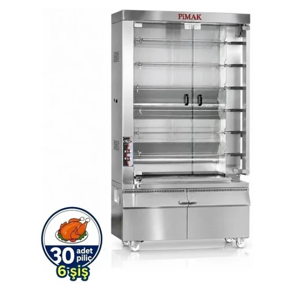 Pimak Kollu Piliç Makinesi 6 Şiş 30 Piliç Tüplü - Görsel 3
