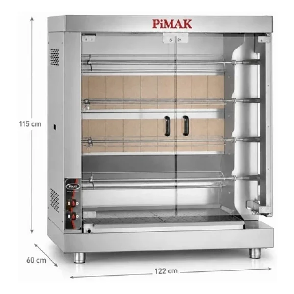 Pimak Kollu Setüstü Piliç Çevirme Makinesi 4 Şiş 20 Piliç Doğalgazlı - Görsel 6