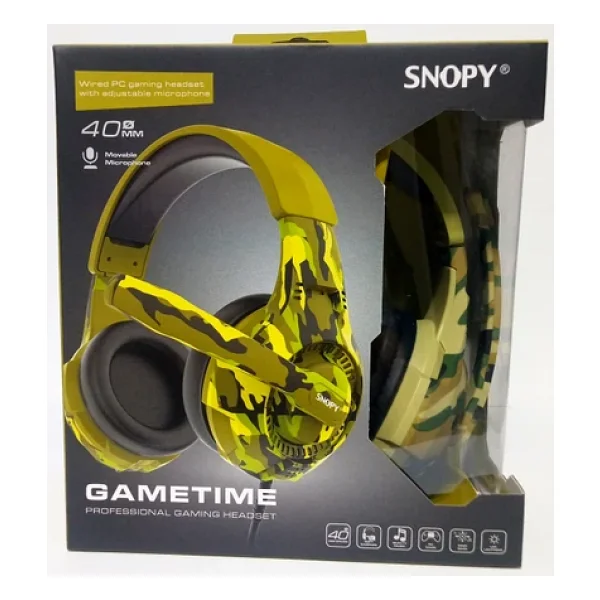 Snopy Game Time Sn-8800 Kamuflaj Mikrofonlu Kulak Üstü Oyuncu Kulaklığı - Görsel 6