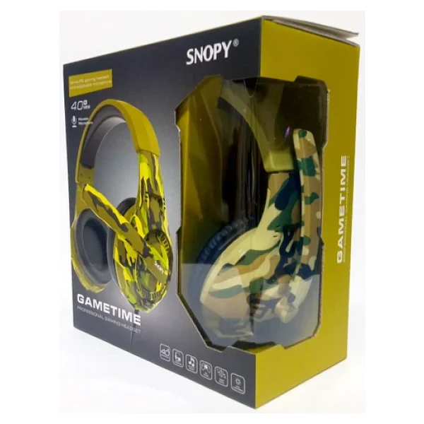 Snopy Game Time Sn-8800 Kamuflaj Mikrofonlu Kulak Üstü Oyuncu Kulaklığı - Görsel 2