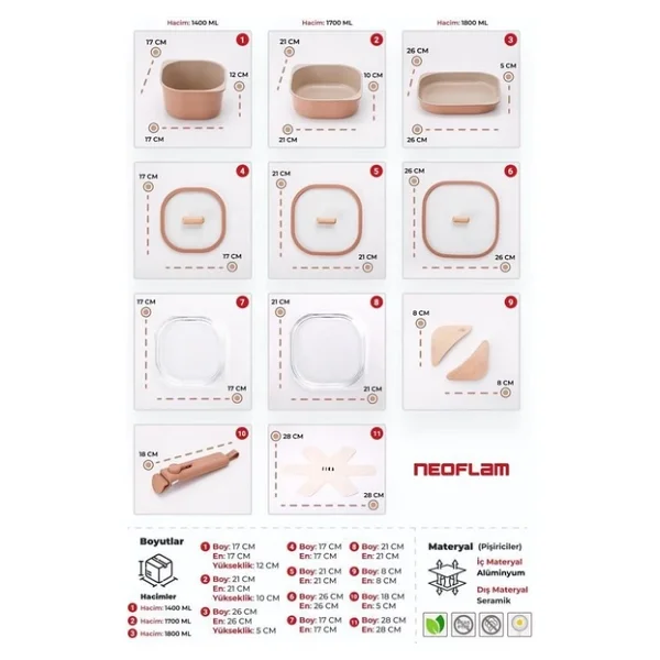 Neoflam Fika Comfort 11 Parça Tava Tencere Seti - Görsel 7