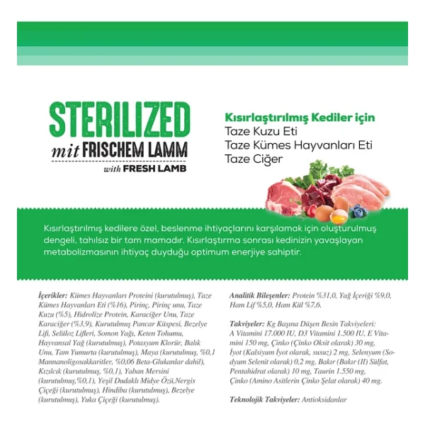Nutri Feline Sterilised Kuzu Etli 10 Kg Kısırlaştırılmış Yetişkin Kedi Maması - Görsel 6