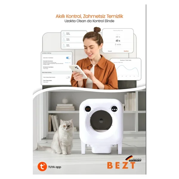 Bezt Smart Cat Pro Akıllı Otomatik Kedi Tuvaleti - Görsel 8